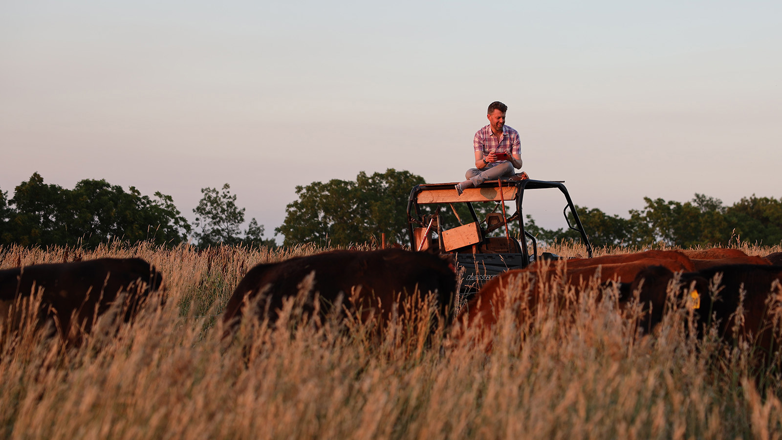 Wisconsin Watch investigative reporter Bennet Goldstein reports from the field for the Ag & Water Desk. Credit: Coburn Dukehart, Wisconsin Watch