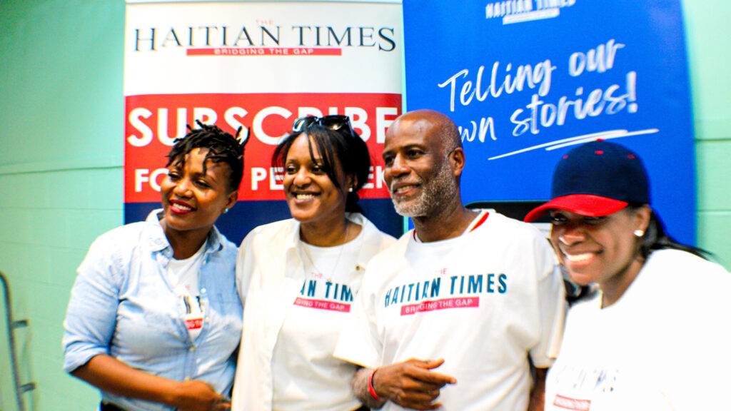 Macollvie Neel, Special Projects Editor; Vania André, Editor in Chief; Garry Pierre-Pierre, Publisher; Cherrell Angervil, Brand and Audience Engagement Director pictured at Banboch Kreyol, a community festival organized by The Haitian Times.