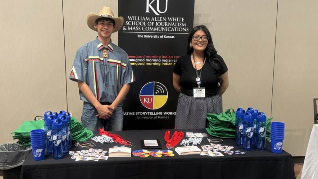 Shia Blackcloud, right, is a producer and anchor for Good Morning Indian Country.